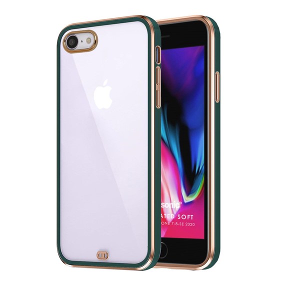 Microsonic Apple iPhone SE 2022 Kılıf Laser Plated Soft Koyu Yeşil 1