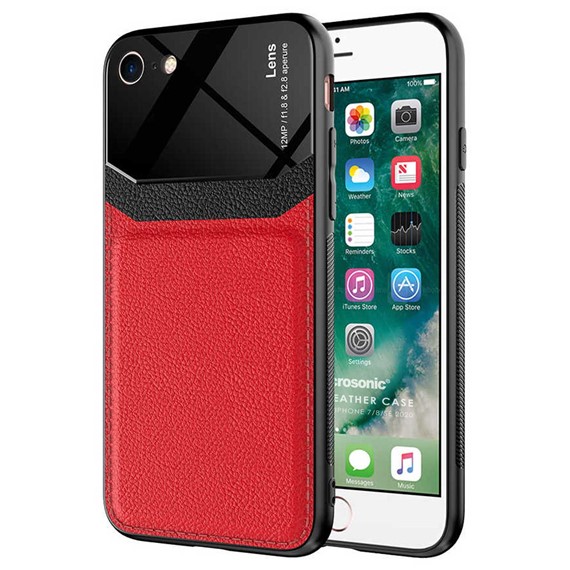 Microsonic Apple iPhone 8 Kılıf Uniq Leather Kırmızı 1