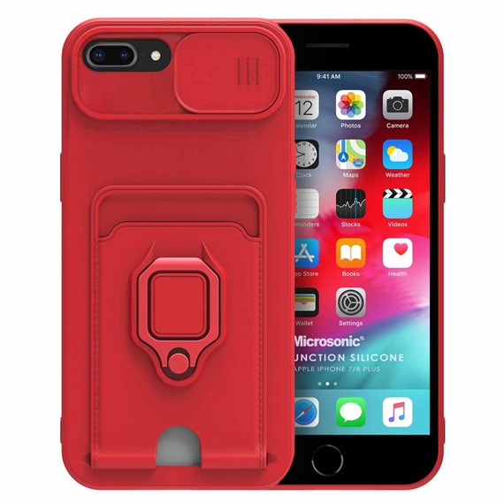 Microsonic Apple iPhone 8 Plus Kılıf Multifunction Silicone Kırmızı 1
