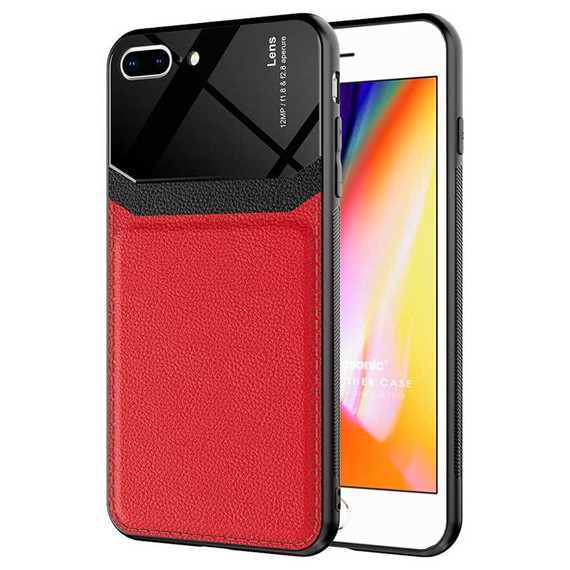 Microsonic Apple iPhone 8 Plus Kılıf Uniq Leather Kırmızı 1