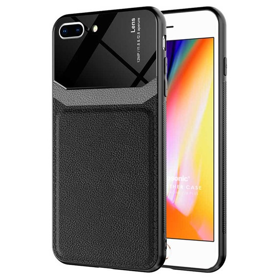 Microsonic Apple iPhone 8 Plus Kılıf Uniq Leather Siyah 1