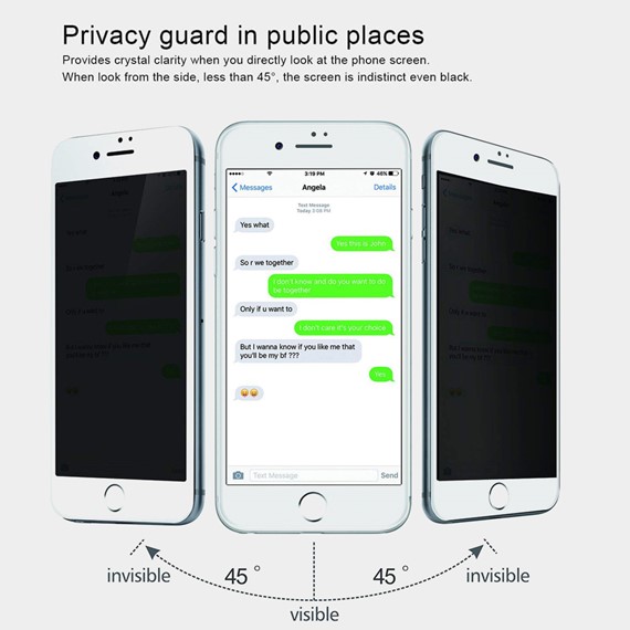 Microsonic Apple iPhone 8 Plus Privacy 5D Gizlilik Filtreli Cam Ekran Koruyucu Beyaz 2