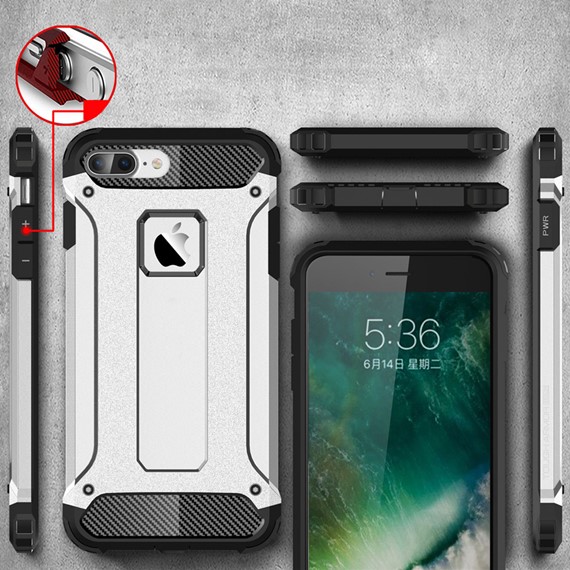 Microsonic Apple iPhone 8 Plus Kılıf Rugged Armor Gümüş 5