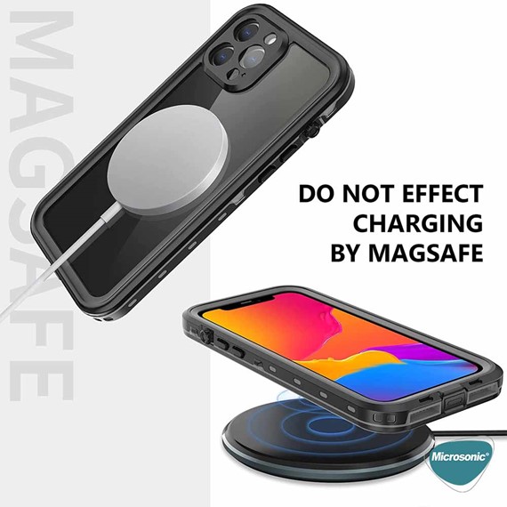 Microsonic Apple iPhone 11 Pro Max Kılıf Waterproof 360 Full Body Protective Siyah 4