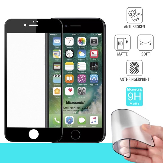 Microsonic Apple iPhone SE 2022 Seramik Matte Flexible Ekran Koruyucu Siyah 1