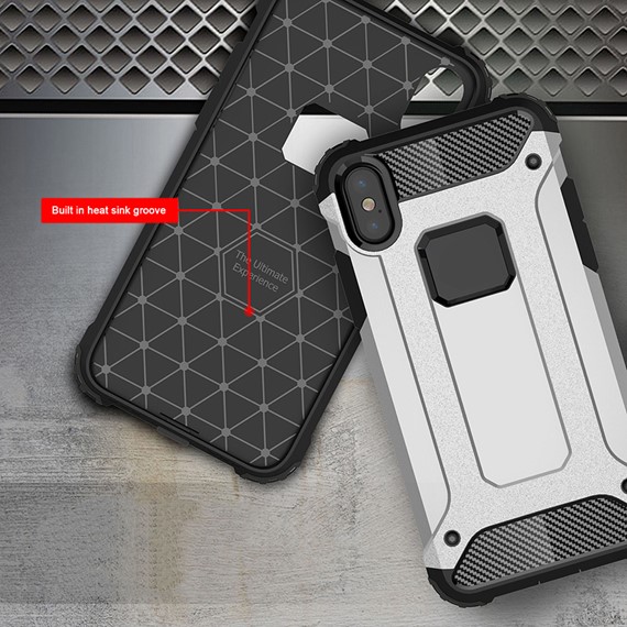 Microsonic Apple iPhone X Kılıf Rugged Armor Gümüş 5