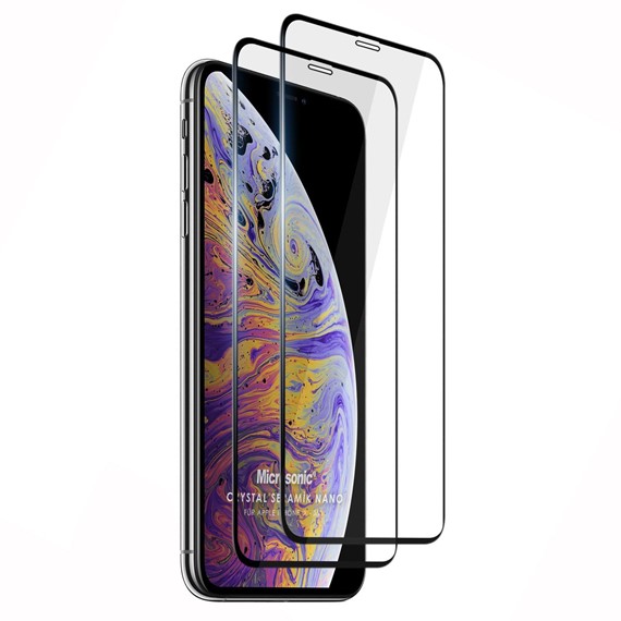 Microsonic Apple iPhone XS Crystal Seramik Nano Ekran Koruyucu Siyah 2 Adet 1