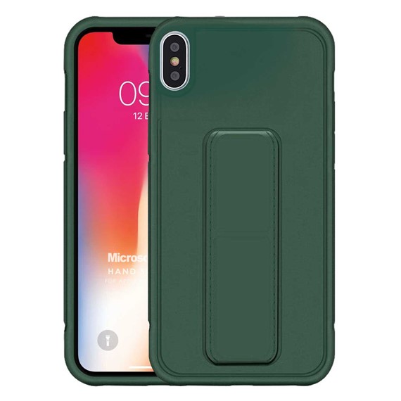 Microsonic Apple iPhone X Kılıf Hand Strap Koyu Yeşil 1