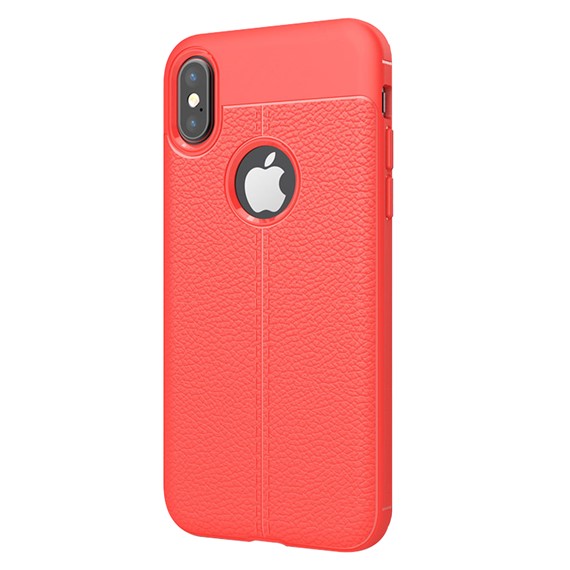Microsonic Apple iPhone X Kılıf Deri Dokulu Silikon Kırmızı 2