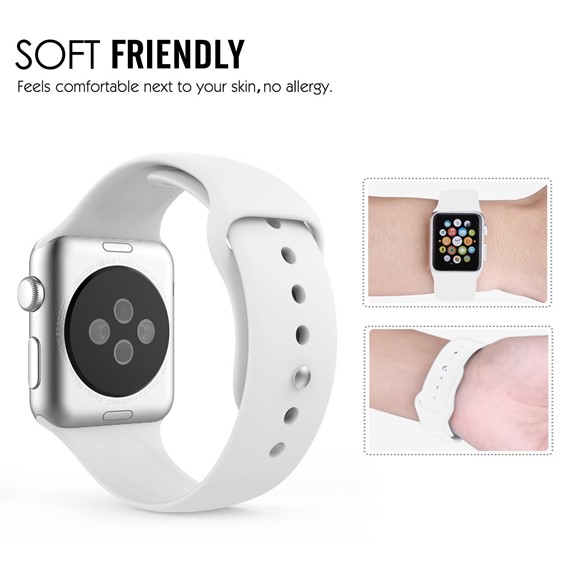 Microsonic Apple Watch 38mm Kordon ActiveFlex Wristband Beyaz 3