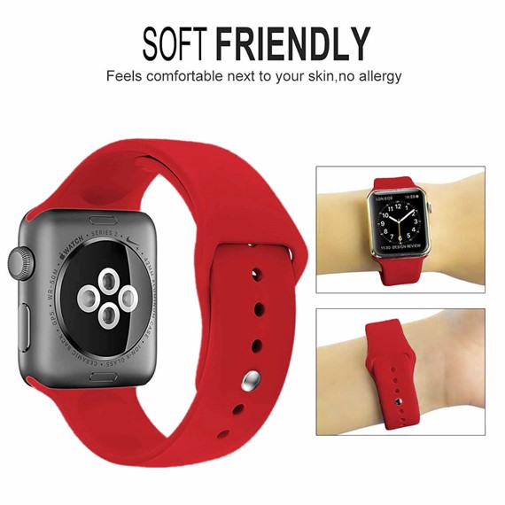 Microsonic Apple Watch Series 3 38mm Kordon ActiveFlex Wristband Kırmızı 3