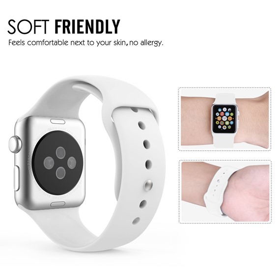 Microsonic Apple Watch 42mm Kordon ActiveFlex Wristband Beyaz 3
