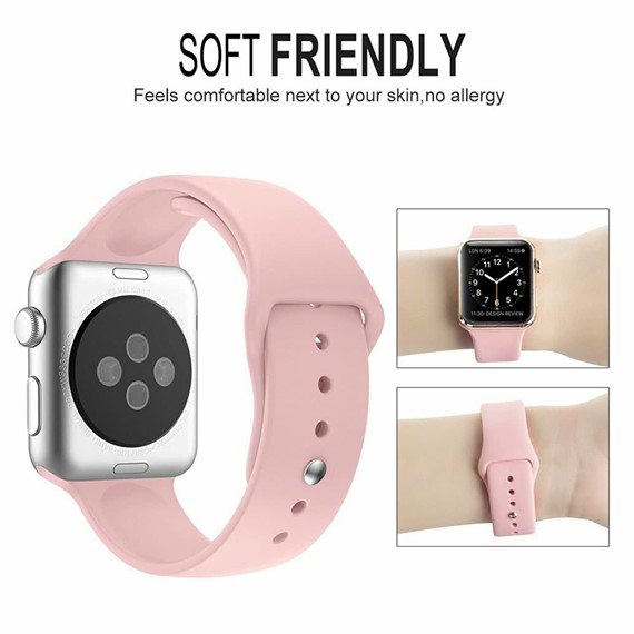 Microsonic Apple Watch Series 2 42mm Kordon ActiveFlex Wristband Pembe 3