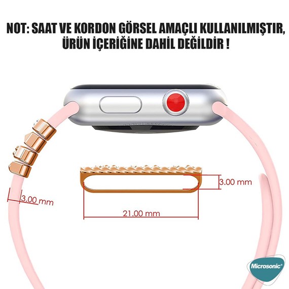 Microsonic Apple Watch 9 41mm Kordon Süsü Charm İnci Kalp Gümüş 3