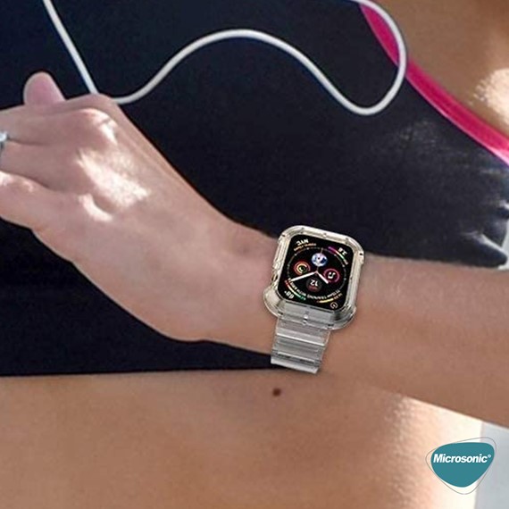 Microsonic Apple Watch Series 10 46mm Kordon Transparent Clear Band Siyah 6
