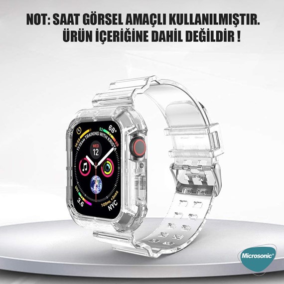 Microsonic Apple Watch Series 8 45mm Kordon Transparent Clear Band Şeffaf 2