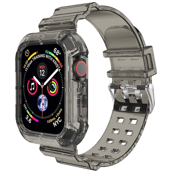 Microsonic Apple Watch Series 7 41mm Kordon Transparent Clear Band Siyah 1