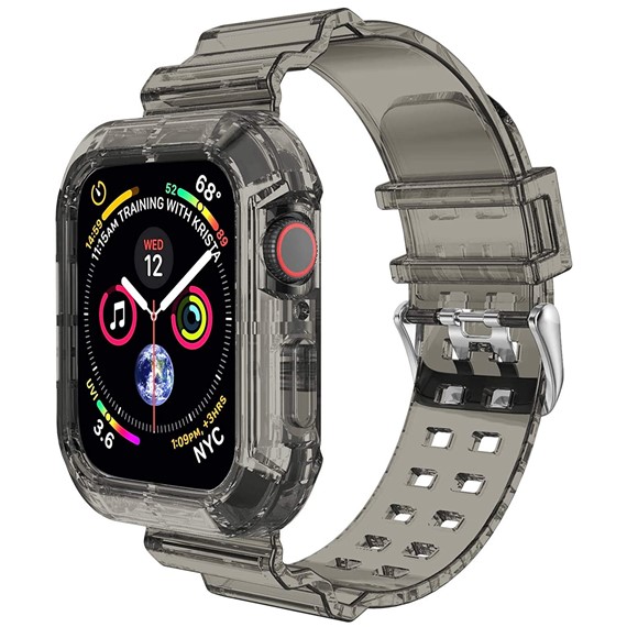 Microsonic Apple Watch Series 5 44mm Kordon Transparent Clear Band Siyah 1