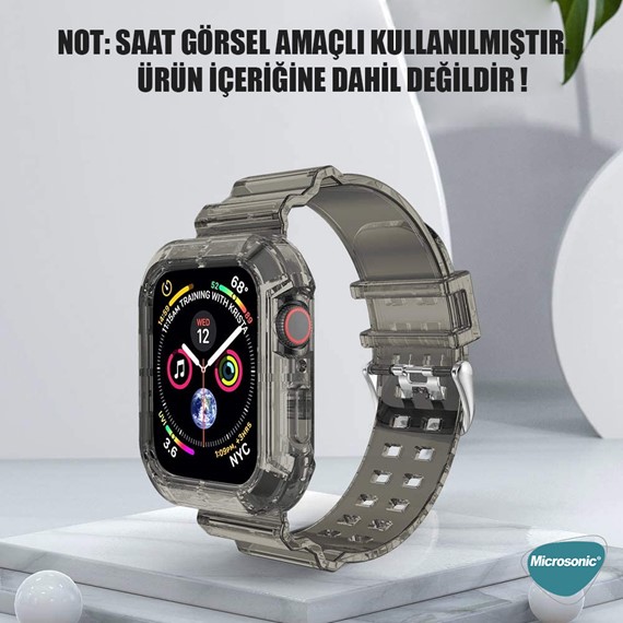 Microsonic Apple Watch Series 10 46mm Kordon Transparent Clear Band Siyah 2