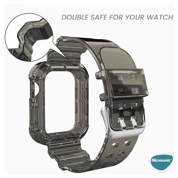 Microsonic Apple Watch SE 2022 44mm Kordon Transparent Clear Band Siyah 3
