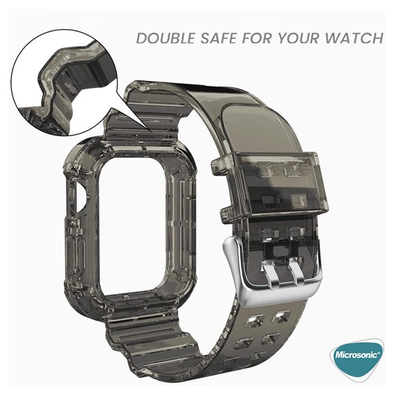 Microsonic Apple Watch Series 10 46mm Kordon Transparent Clear Band Siyah 3