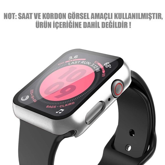 Microsonic Apple Watch Series 7 41mm Kılıf Matte Premium Slim WatchBand Gümüş 2