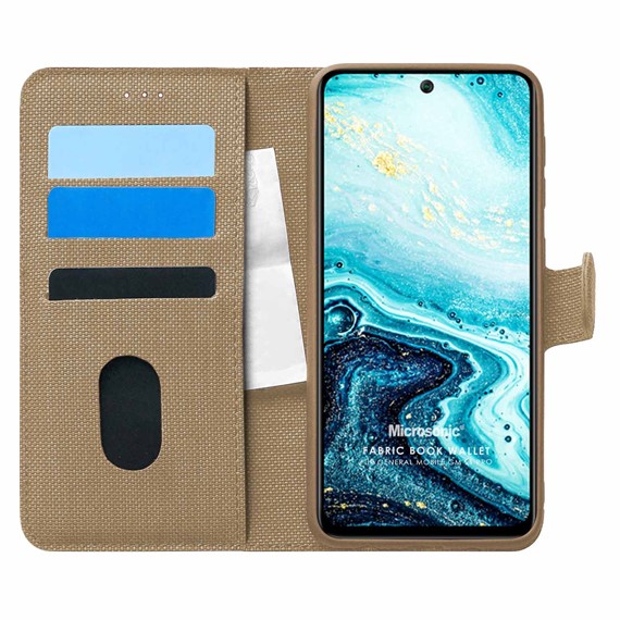 Microsonic General Mobile GM 21 Pro Kılıf Fabric Book Wallet Gold 1