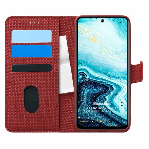 Microsonic General Mobile GM 21 Pro Kılıf Fabric Book Wallet Kırmızı 1