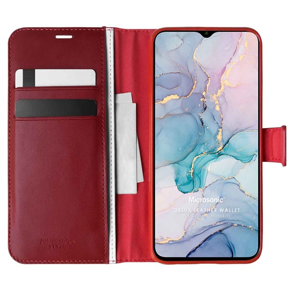 Microsonic General Mobile GM 22 Kılıf Delux Leather Wallet Kırmızı 1