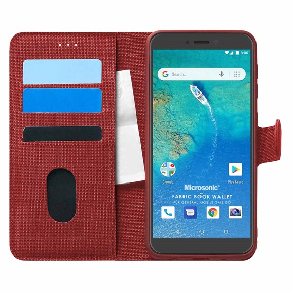 Microsonic General Mobile GM8 Go Kılıf Fabric Book Wallet Kırmızı 1