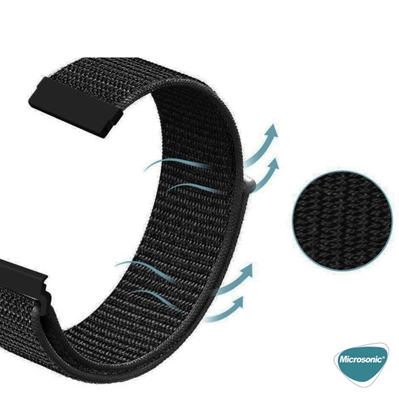 Microsonic Samsung Gear S3 Frontier Hasırlı Kordon Woven Sport Loop Siyah 6