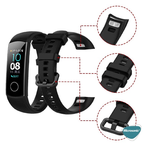 Microsonic Huawei Honor Band 5 Kordon Silicone Sport Band Turuncu 4