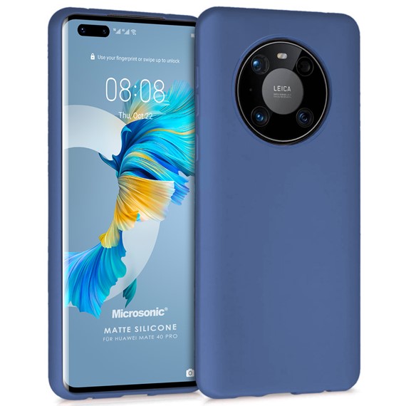 Microsonic Matte Silicone Huawei Mate 40 Pro Kılıf Lacivert 1