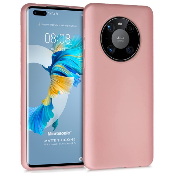 Microsonic Matte Silicone Huawei Mate 40 Pro Kılıf Rose Gold 1