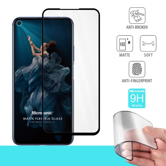 Microsonic Huawei Nova 5T Seramik Matte Flexible Ekran Koruyucu Siyah 1