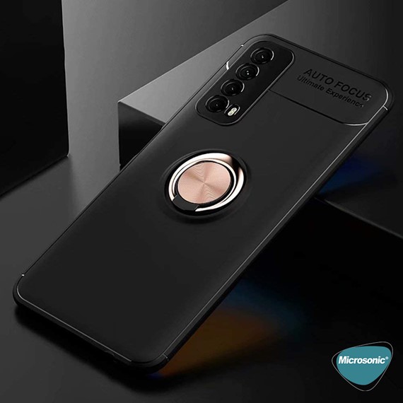 Microsonic Huawei P Smart 2021 Kılıf Kickstand Ring Holder Lacivert 5