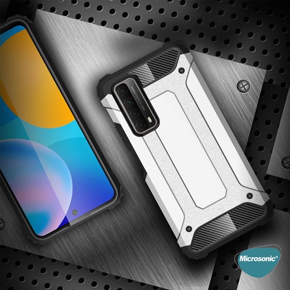 Microsonic Huawei P Smart 2021 Kılıf Rugged Armor Gümüş 8