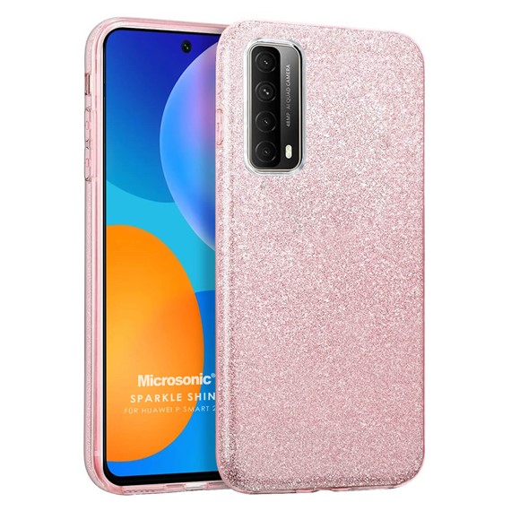 Microsonic Huawei P Smart 2021 Kılıf Sparkle Shiny Rose Gold 1