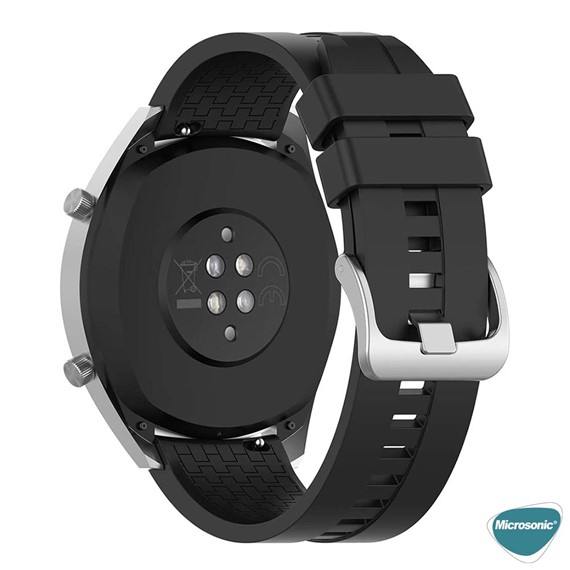 Microsonic Oppo Watch 41mm Kordon Silicone RapidBands Siyah Gümüş Pimli 6