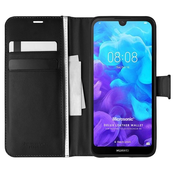 Microsonic Huawei Honor 8S Kılıf Delux Leather Wallet Siyah 1