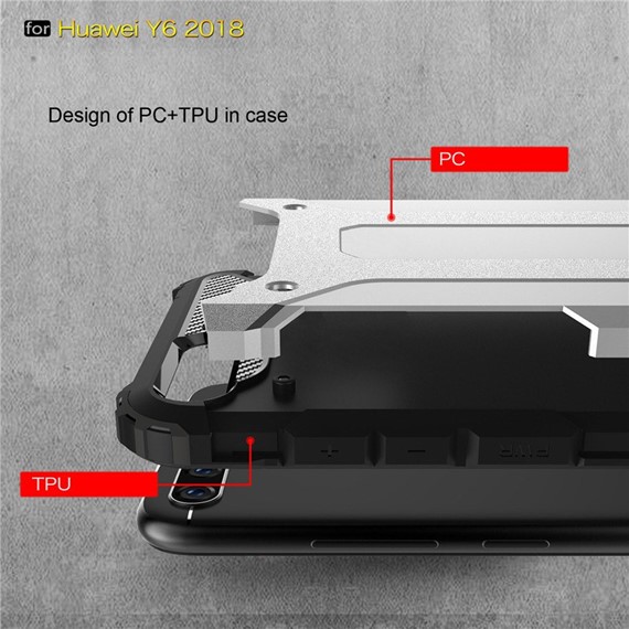 Microsonic Huawei Y6 2018 Kılıf Rugged Armor Siyah 4