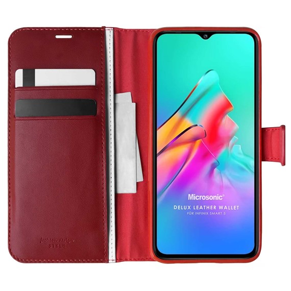Microsonic Infinix Smart 5 Kılıf Delux Leather Wallet Kırmızı 1