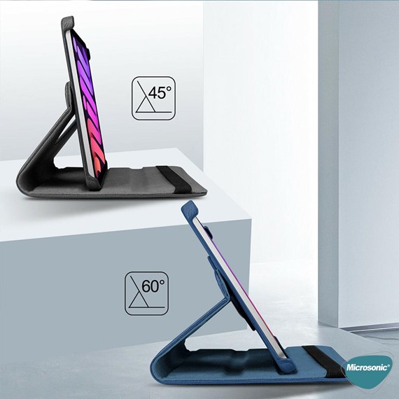 Microsonic Apple iPad Mini 7 Kılıf A2993-A2995 360 Rotating Stand Deri Mor 4