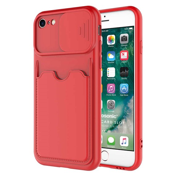 Microsonic Apple iPhone SE 2022 Kılıf Inside Card Slot Kırmızı 1