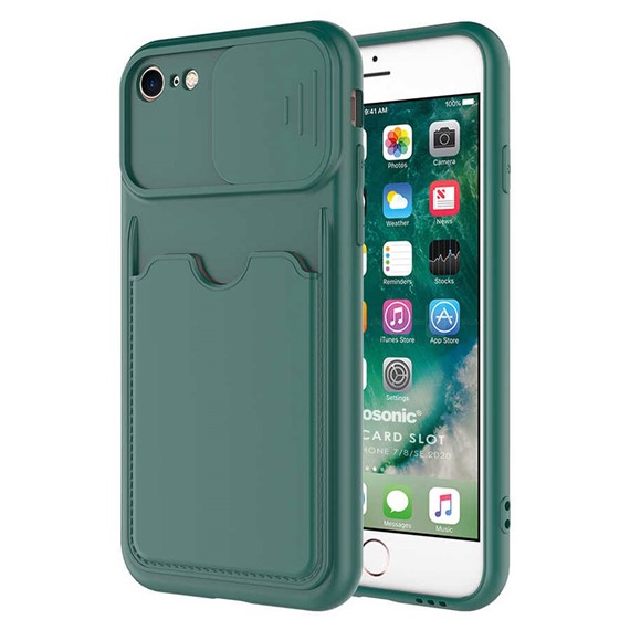 Microsonic Apple iPhone SE 2020 Kılıf Inside Card Slot Koyu Yeşil 1