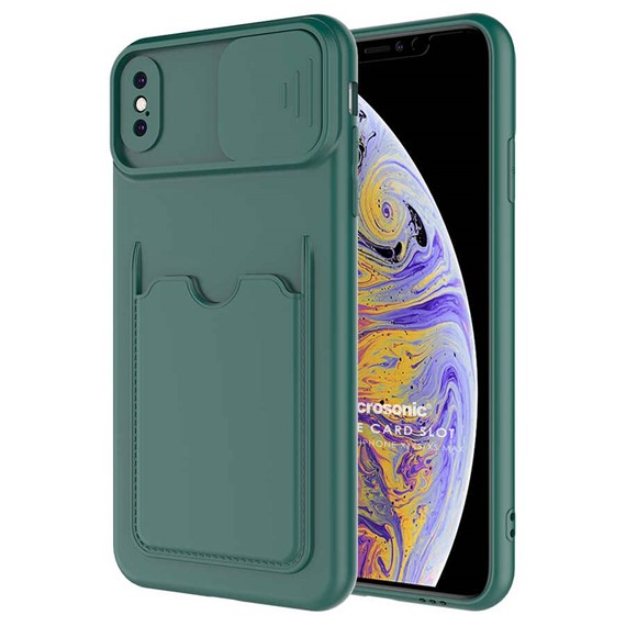 Microsonic Apple iPhone XS Kılıf Inside Card Slot Koyu Yeşil 1