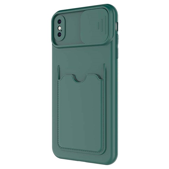 Microsonic Apple iPhone XS Kılıf Inside Card Slot Koyu Yeşil 2
