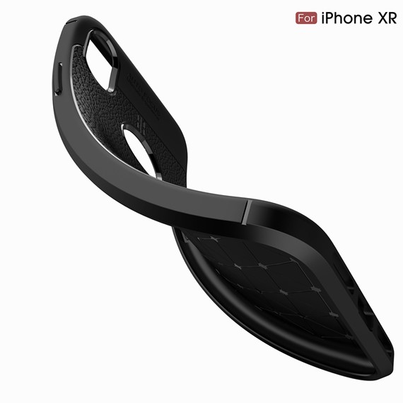 Microsonic Apple iPhone XR 6 1 Kılıf Deri Dokulu Silikon Gri 3