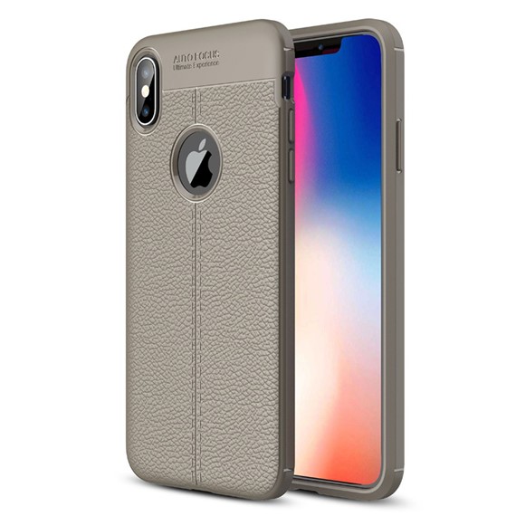 Microsonic Apple iPhone XS Max 6 5 Kılıf Deri Dokulu Silikon Gri 1