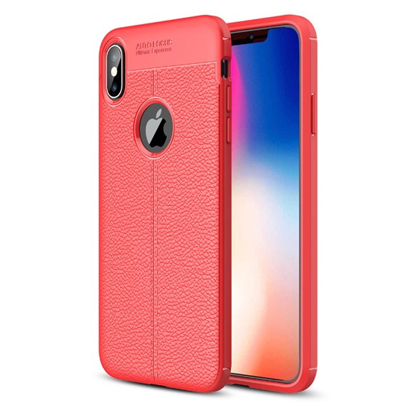 Microsonic Apple iPhone XS Max 6 5 Kılıf Deri Dokulu Silikon Kırmızı 1